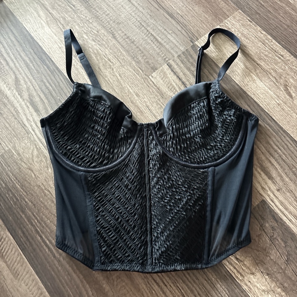 Forever 21 mesh Black corset top with boning women's size S